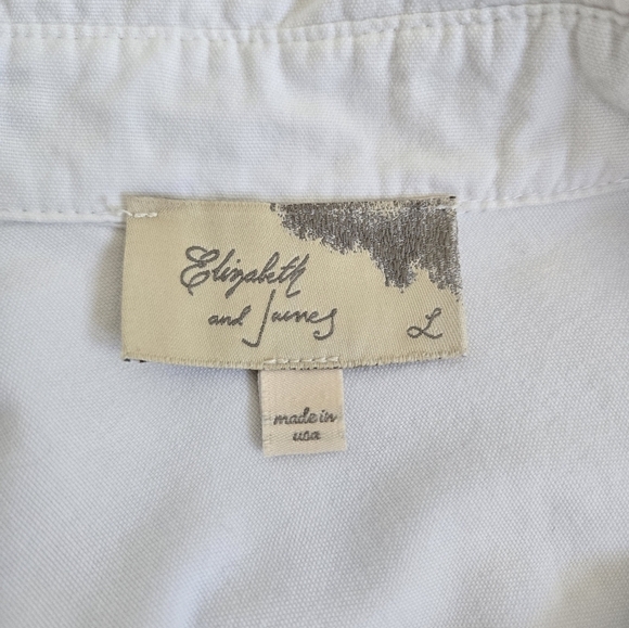 Elizabeth and James Zip Back Cohen 100% cotton White Shirt size Large - Picture 13 of 16